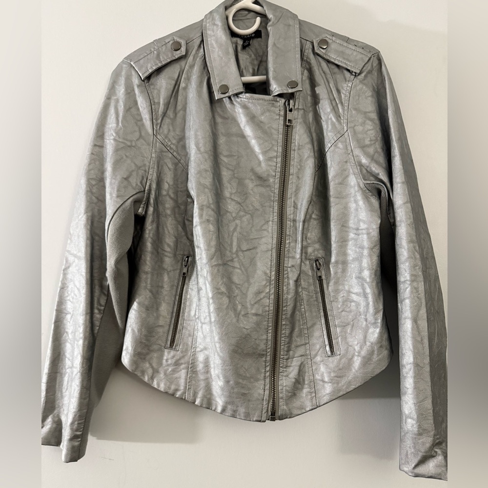 Torrid Metallic Silver Leather Jacket